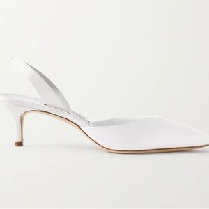 Manolo Blahnik Carolyn Bridal Satin Slingback Pumps